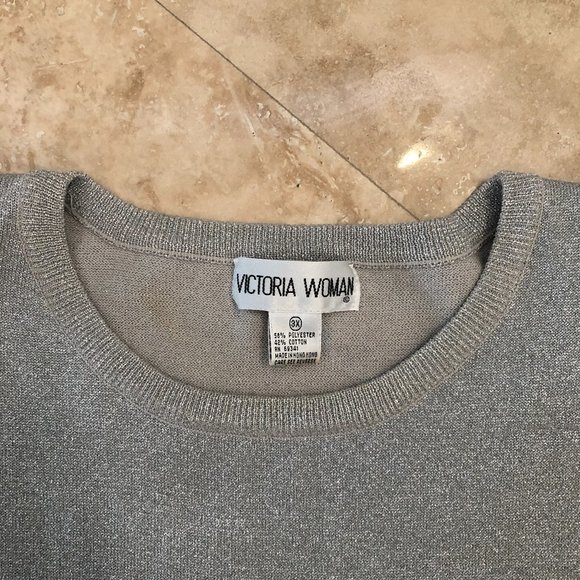 Sparkly Silver Short Sleeve Top by Victoria Woman Priced Too Low For A Discount - Picture 2 of 11